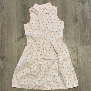 Girls' Pink Sleeveless Collared Dress